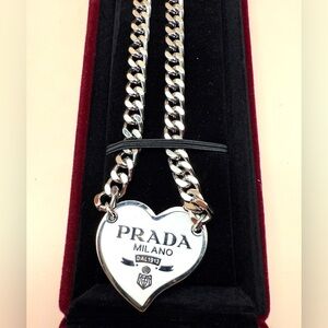 Prada White Heart Necklace